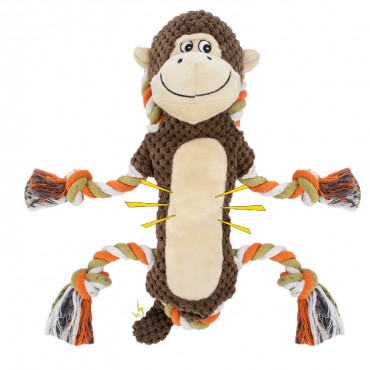 Squeaky Durable Dog Toy Large Breed, Tug of War Dog Interactive Toy, Stuffed Plush Puppy Toy with Crinkle Paper, Monkey,Orangutan shape